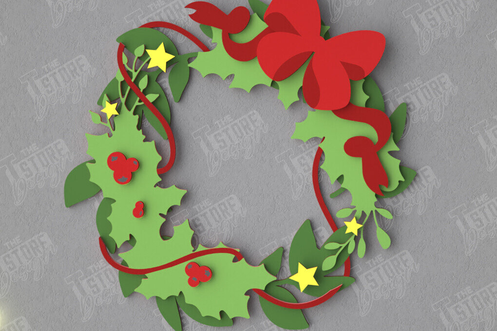 Σετ των 2 Intra απο ξύλο plywood 3mm-4mm πάχος - Χριστουγεννιάτικο στεφάνι | Διακόσμηση βεράντας | Αργία Δίασταση 15x15 cm INTRAFABR-109025621