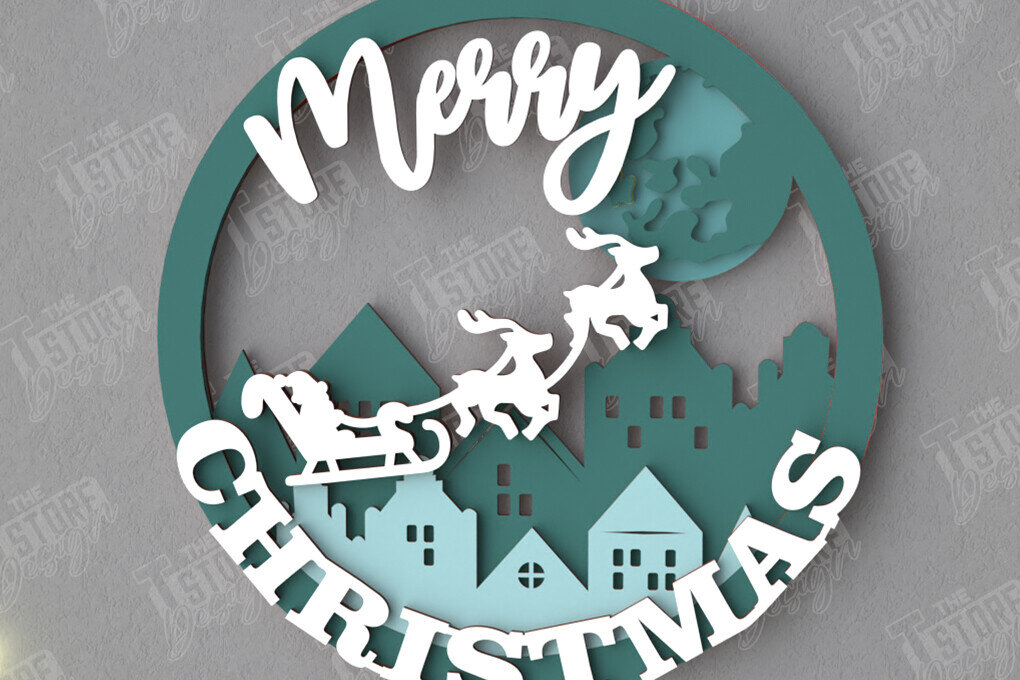 Σετ των 2 Intra απο ξύλο plywood 3mm-4mm πάχος - Χριστουγεννιάτικο στεφάνι | Διακόσμηση βεράντας | Αργία Δίασταση 15x15 cm INTRAFABR-109025644