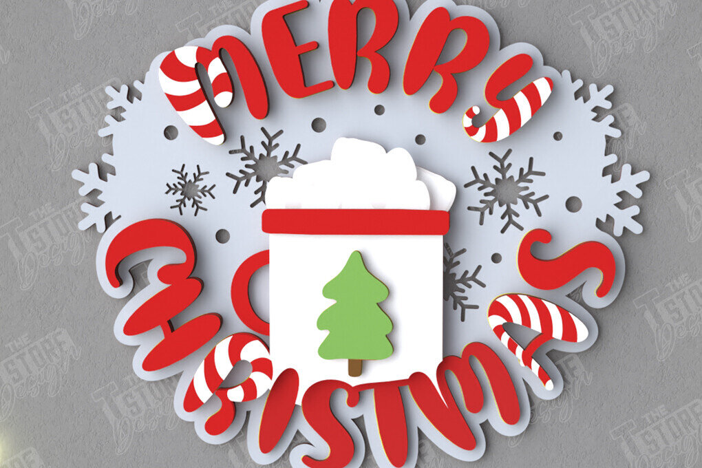 Σετ των 2 Intra απο ξύλο plywood 3mm-4mm πάχος - Χριστουγεννιάτικο στεφάνι | Διακόσμηση βεράντας | Αργία Δίασταση 15x15 cm INTRAFABR-109025652