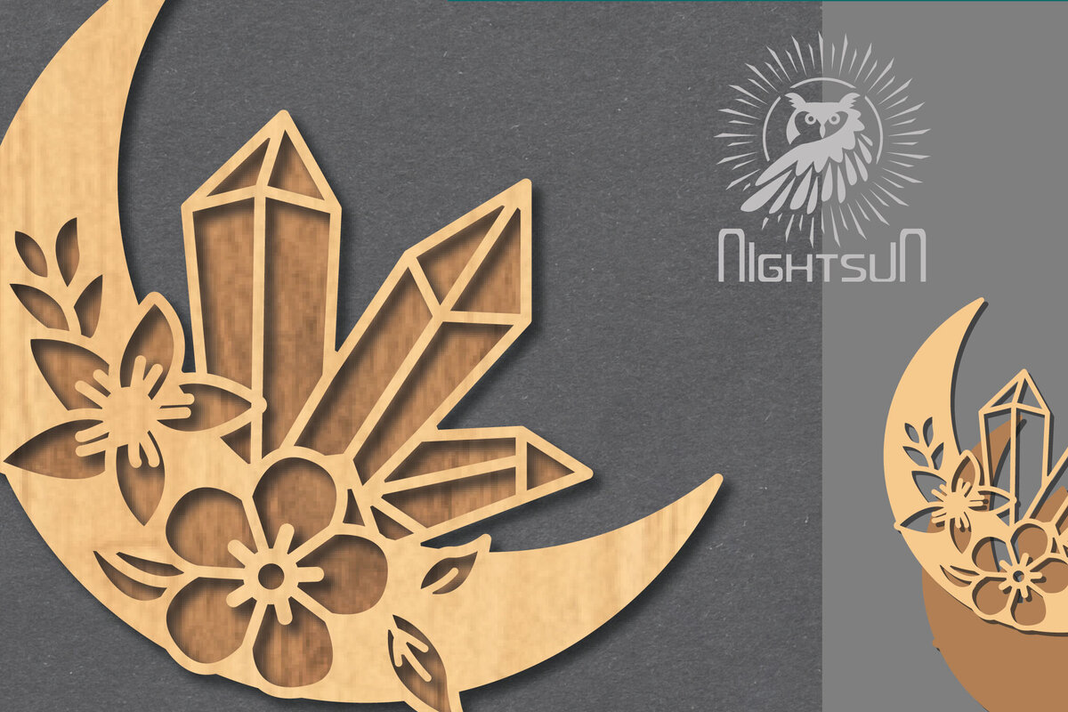 Σετ των 2 Intra απο ξύλο plywood 3mm-4mm πάχος - Διακόσμηση Chrystal Moon Cut Laser 6 Δίασταση 20x20 cm INTRAFABR-122556017