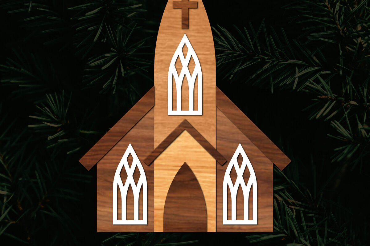 Σετ των 2 Intra απο ξύλο plywood 3mm-4mm πάχος - Πρότυπο κοπής με λέιζερ εκκλησίας, εκκλησία Woodcu Δίασταση 15x15 cm INTRAFABR-111225949