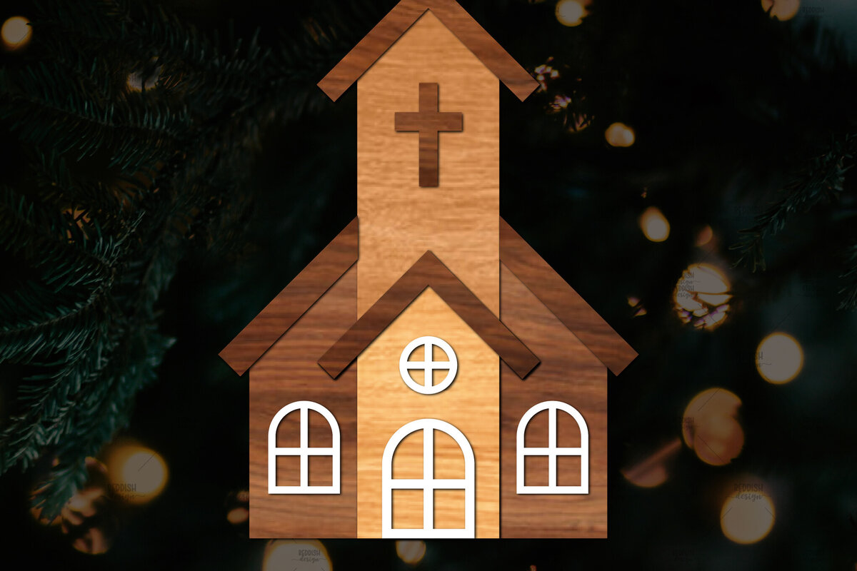 Σετ των 2 Intra απο ξύλο plywood 3mm-4mm πάχος - Πρότυπο κοπής με λέιζερ εκκλησίας, εκκλησία Woodcu Δίασταση 15x15 cm INTRAFABR-111226103