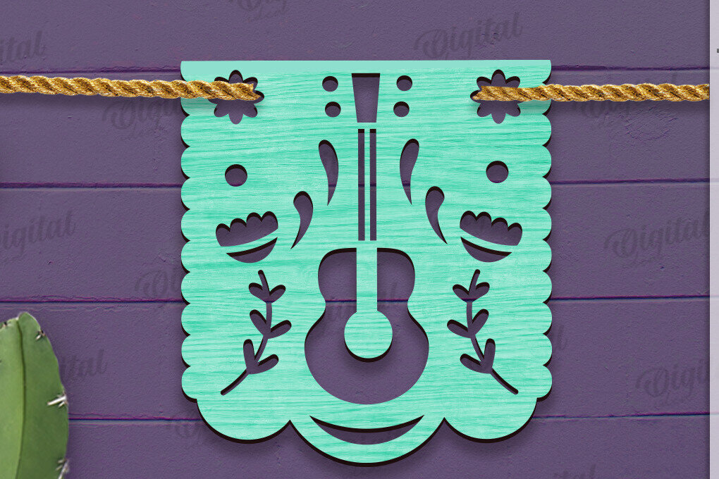 Σετ των 2 Intra απο ξύλο plywood 3mm-4mm πάχος - Cinco De Mayo Banner Laser Cut Δίασταση 30x20 cm INTRAFABR-118735107