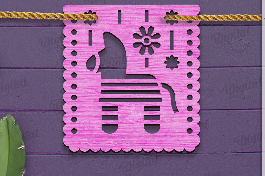 Σετ των 2 Intra απο ξύλο plywood 3mm-4mm πάχος - Cinco De Mayo Banner Laser Cut Δίασταση 30x20 cm INTRAFABR-118735088