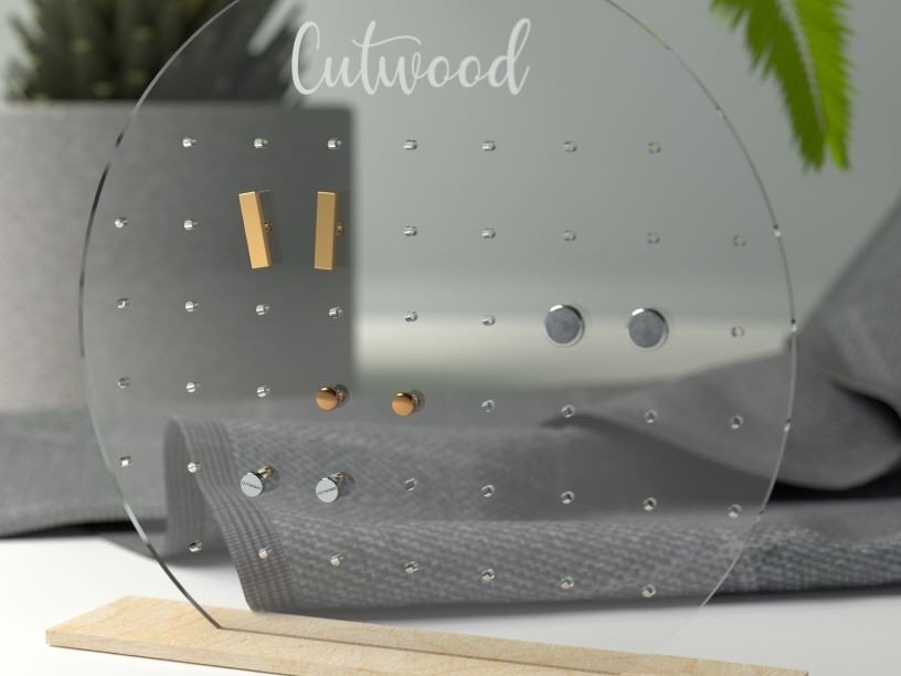 Σετ των 2 Intra απο ξύλο plywood 3mm-4mm πάχος - Οθόνη κυκλικού σκουλαρικιού Δίασταση 20x20 cm INTRAFABR-33684434