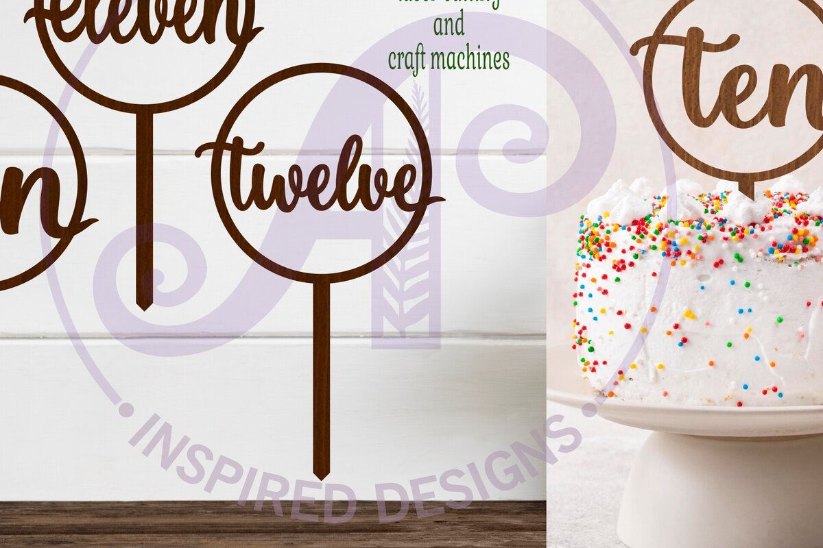 Intra απο ξύλο plywood 3mm-4mm πάχος - Circle Number Cake Topper  10 11 12 Δίασταση 30x20 cm INTRAFABR-120251576