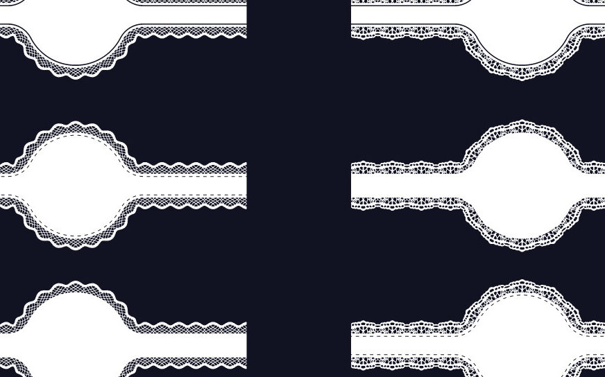 Σετ των 2 Intra απο ξύλο plywood 3mm-4mm πάχος - Κυκλικό φιόγκο με κορνίζα με δαντέλα  Σχέδιο Δίασταση 20x25 cm INTRAFABR-112799754