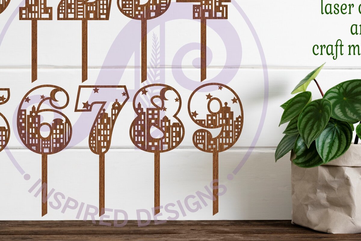 Intra απο ξύλο plywood 3mm-4mm πάχος - City Scene Number Cake Toppers  Cut Δίασταση 30x20 cm INTRAFABR-95480330