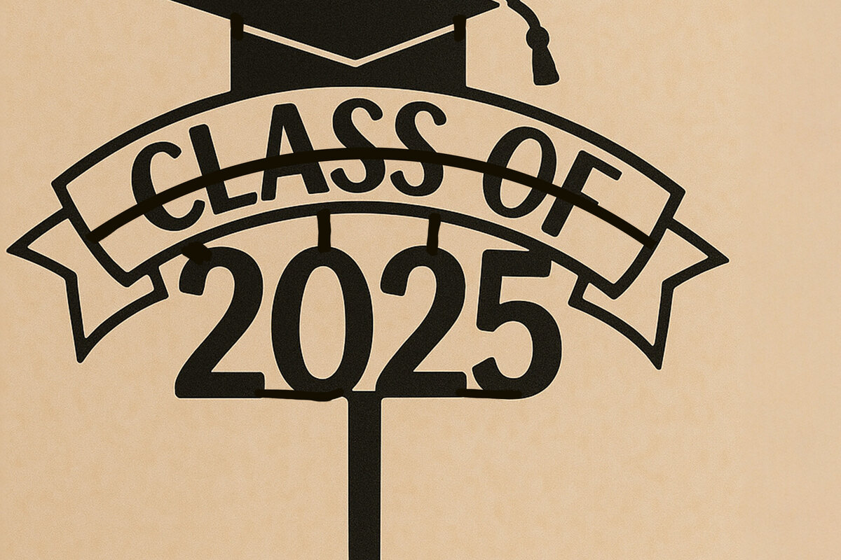 Σετ των 3 Intra απο ξύλο plywood 3mm-4mm πάχος - Τάξη 2025 Graduation Cake Topper  Δίασταση 4x4 cm INTRAFABR-122145647