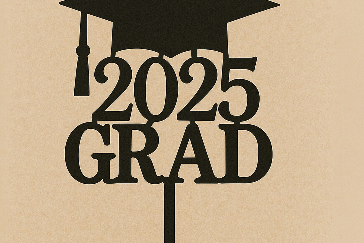 Σετ των 3 Intra απο ξύλο plywood 3mm-4mm πάχος - Τάξη 2025 Graduation Cake Topper  Δίασταση 4x4 cm INTRAFABR-122146020