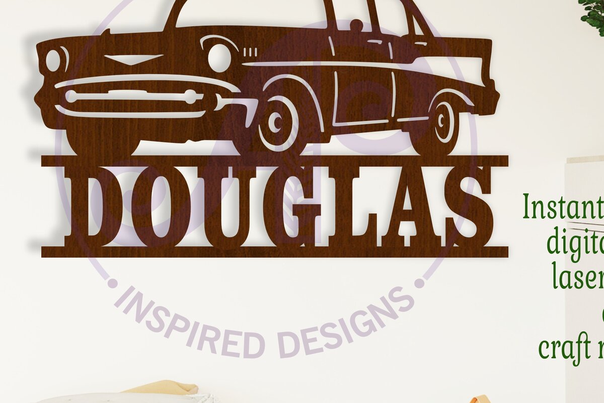 Intra απο ξύλο plywood  Χρώμα wenge 3mm-4mm πάχος - Classic Car 57 Σήμα ονόματος Δίασταση 30x20 cm INTRAFABR-75243293