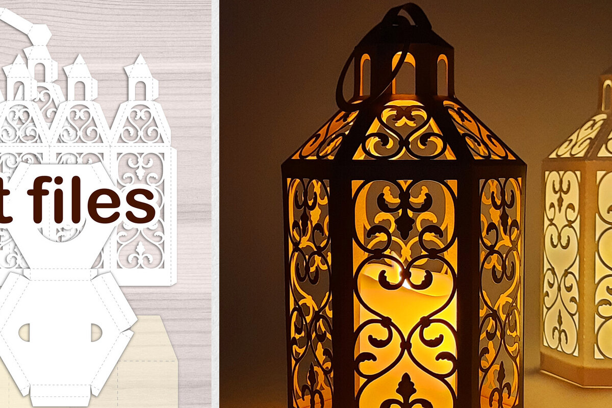 Σετ των 2 Intra απο ξύλο plywood 3mm-4mm πάχος - Κλασικό χάρτινο φανάρι  Cut  Δίασταση 20x20 cm INTRAFABR-80129607