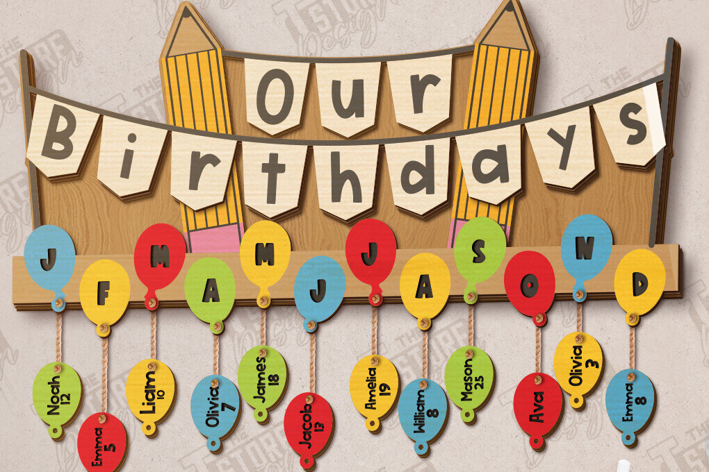 Intra απο ξύλο plywood 3mm-4mm πάχος - Γενέθλια στην τάξη | Πίνακας γενεθλίων |CNC Δίασταση 40x50 cm INTRAFABR-118949426