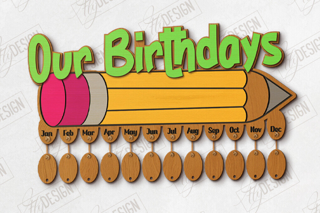 Intra απο ξύλο plywood 3mm-4mm πάχος - Γενέθλια στην τάξη | Πίνακας γενεθλίων |CNC Δίασταση 40x50 cm INTRAFABR-118474805