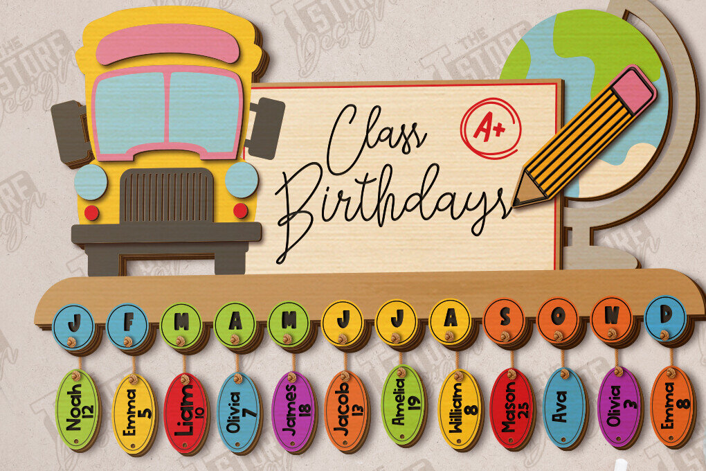 Intra απο ξύλο plywood 3mm-4mm πάχος - Γενέθλια στην τάξη | Πίνακας γενεθλίων |CNC Δίασταση 40x50 cm INTRAFABR-118949410