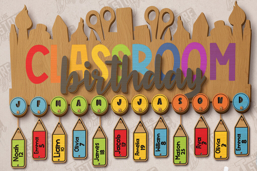 Intra απο ξύλο plywood 3mm-4mm πάχος - Γενέθλια στην τάξη | Πίνακας γενεθλίων |CNC Δίασταση 40x50 cm INTRAFABR-118949418