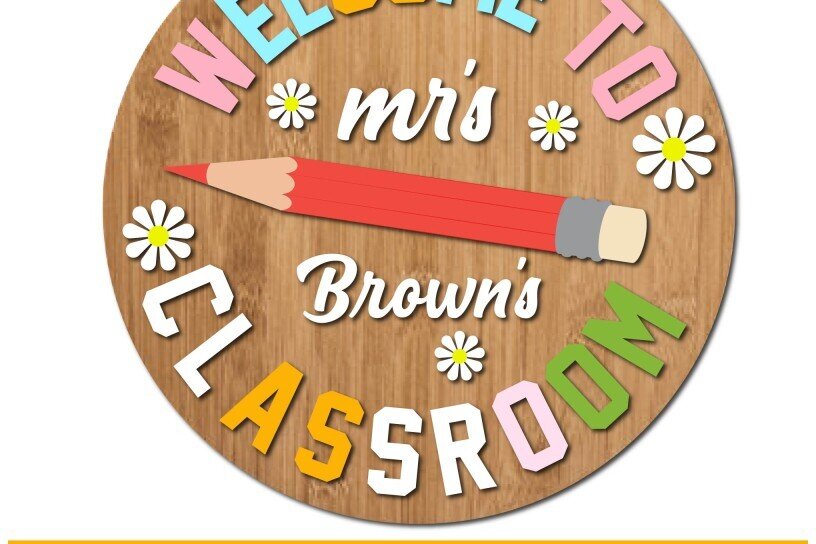 Σετ των 2 Intra απο ξύλο plywood 3mm-4mm πάχος - Ταμπέλα καλωσορίσματος στην τάξη Κρεμάστρα πόρτας  Δίασταση 20x20 cm INTRAFABR-120969986