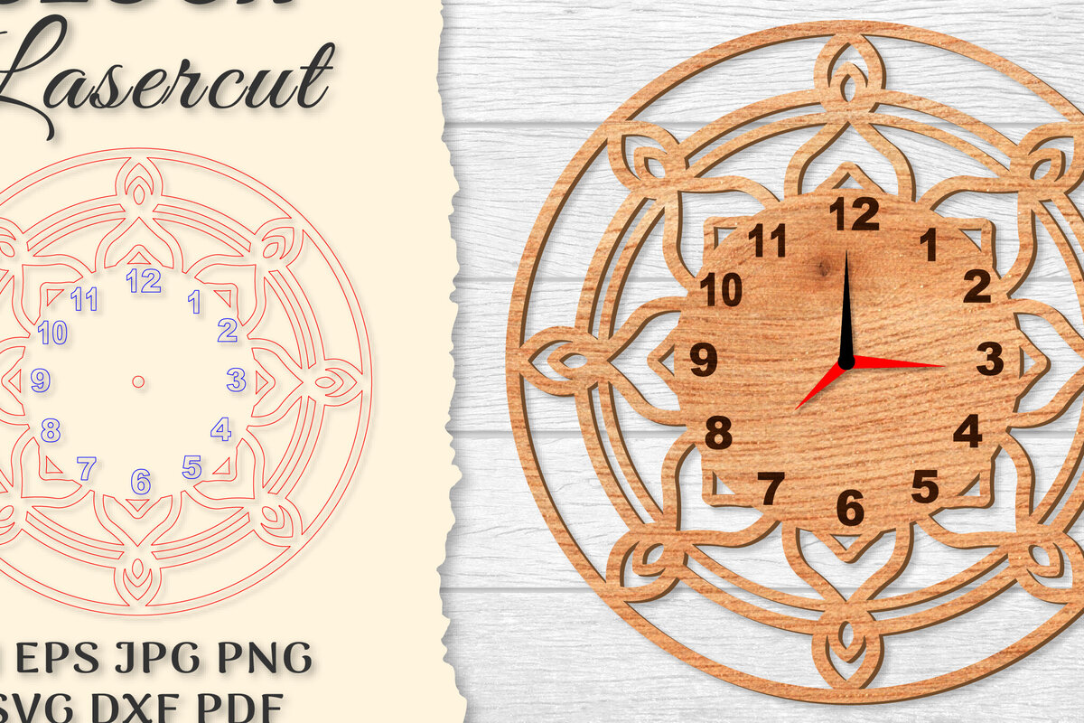 Intra απο ξύλο plywood 3mm-4mm πάχος - Ρολόι Mandala Lasercut Δίασταση 30x30 cm INTRAFABR-120626928