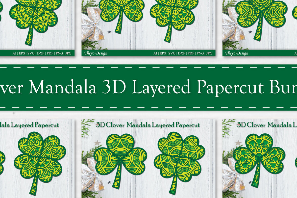 Intra απο ξύλο plywood 3mm-4mm πάχος - Πακέτο με χάρτινη κοπή με στρώματα Clover Mandala Δίασταση 30x30 cm INTRAFABR-92198010