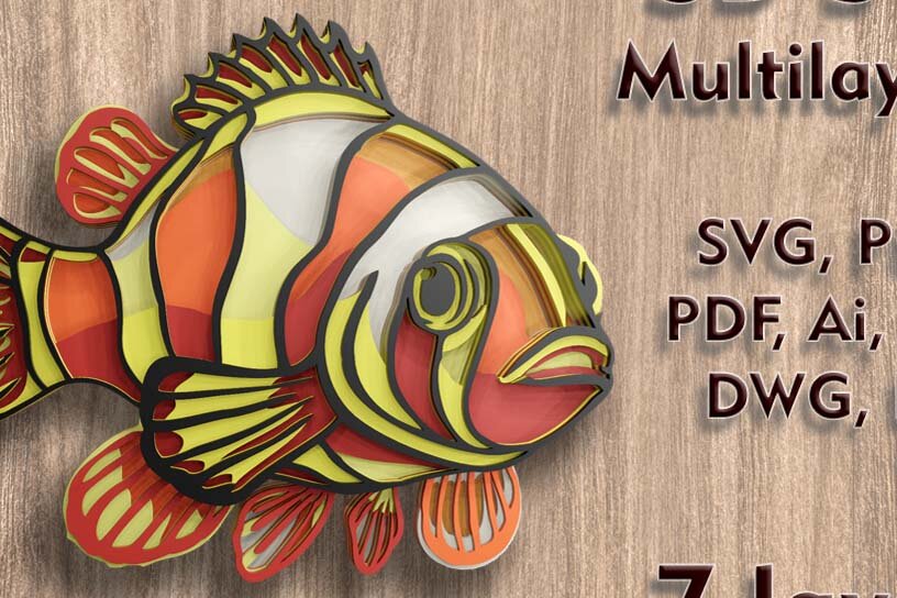 Intra απο ξύλο plywood 3mm-4mm πάχος - Αρχεία Clown Fish 3d  Multilayer Δίασταση 91x5 cm INTRAFABR-112109291