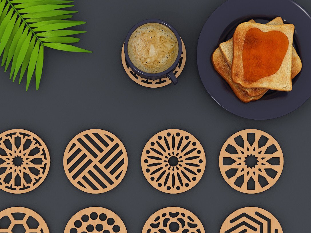 Intra απο ξύλο plywood 3mm-4mm πάχος - Coaster Trivet Laser Cut διανυσματικά αρχεία Δίασταση 30x20 cm INTRAFABR-40247321