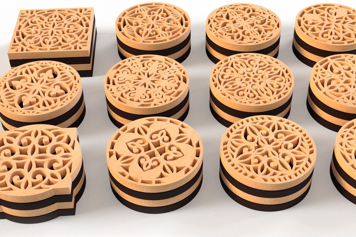 Intra απο ξύλο plywood 3mm-4mm πάχος - Διάνυσμα Coaster  περικοπής με λέιζερ  DXF,eps Δίασταση 30x20 cm INTRAFABR-76087998