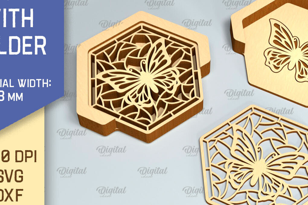 Σετ των 2 Intra απο ξύλο plywood 3mm-4mm πάχος - Σουβέρ με θήκη Laser Cut  Δίασταση 30x20 cm INTRAFABR-90522728