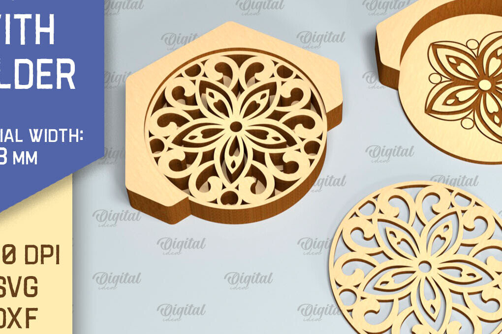 Σετ των 2 Intra απο ξύλο plywood 3mm-4mm πάχος - Σουβέρ με θήκη Laser Cut  Δίασταση 30x20 cm INTRAFABR-90522746