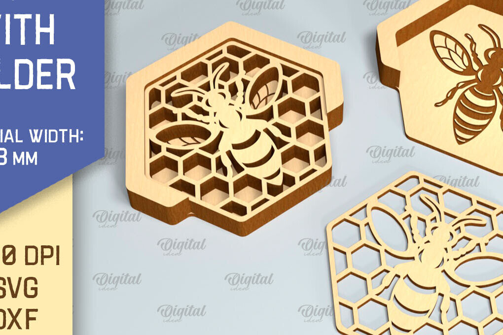 Σετ των 2 Intra απο ξύλο plywood 3mm-4mm πάχος - Σουβέρ με θήκη Laser Cut  Δίασταση 30x20 cm INTRAFABR-90522515