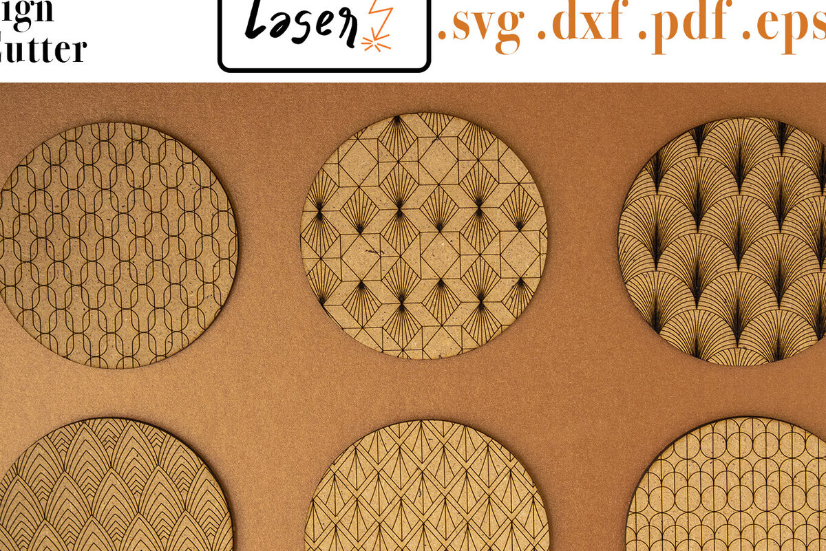 Σετ των 2 Intra απο ξύλο plywood 3mm-4mm πάχος - Coasters Deco Circles File για  Δίασταση 30x20 cm INTRAFABR-83382484