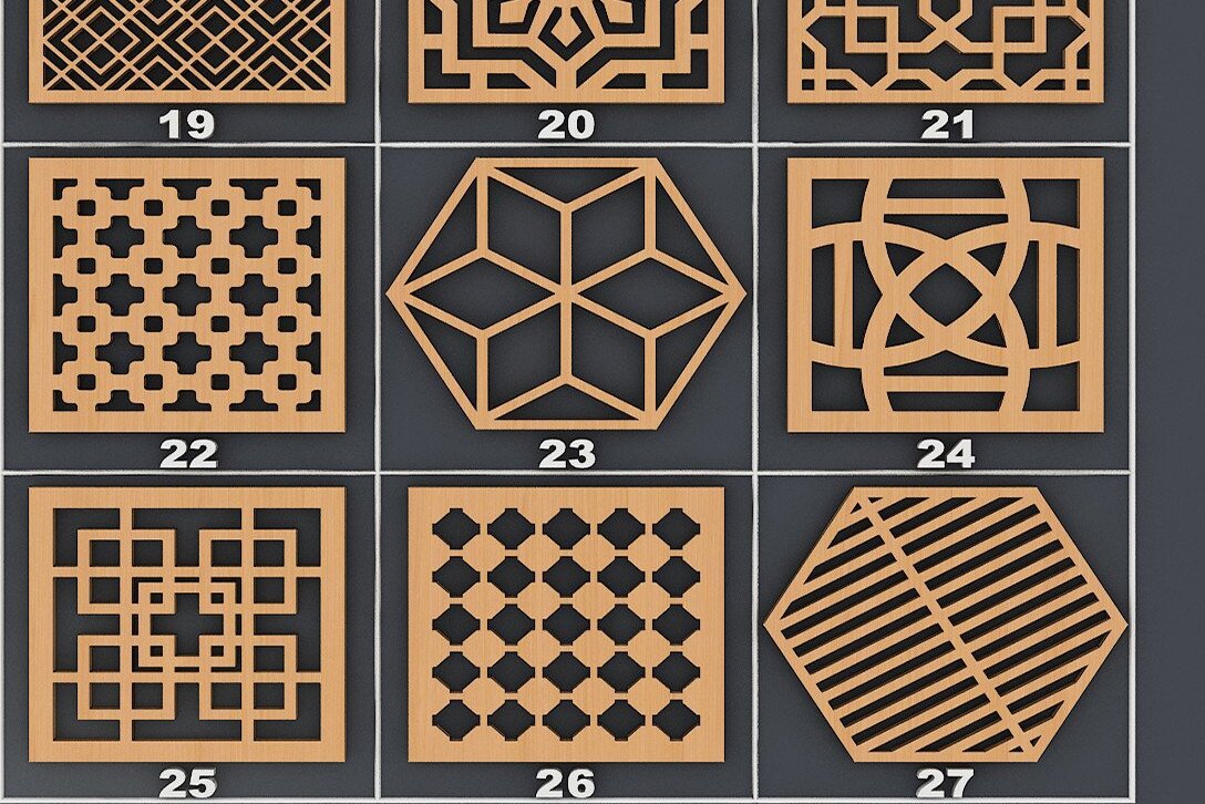 Σετ των 2 Intra απο ξύλο plywood 3mm-4mm πάχος - Coasters Glowforge Laser Cut Files Δίασταση 20x20 cm INTRAFABR-37053070