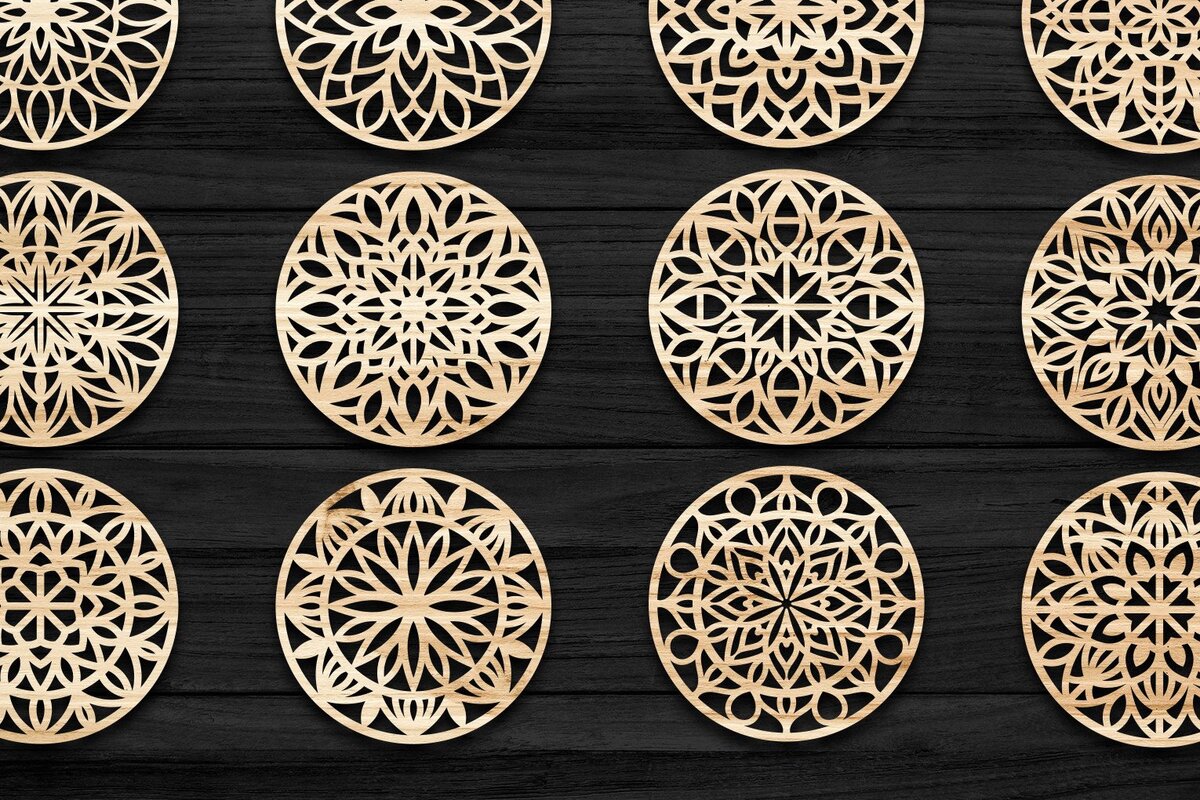 Intra απο ξύλο plywood 3mm-4mm πάχος - Σουβέρ ψησταριά Laser Cut  Bundle V04 Δίασταση 30x30 cm INTRAFABR-39376628
