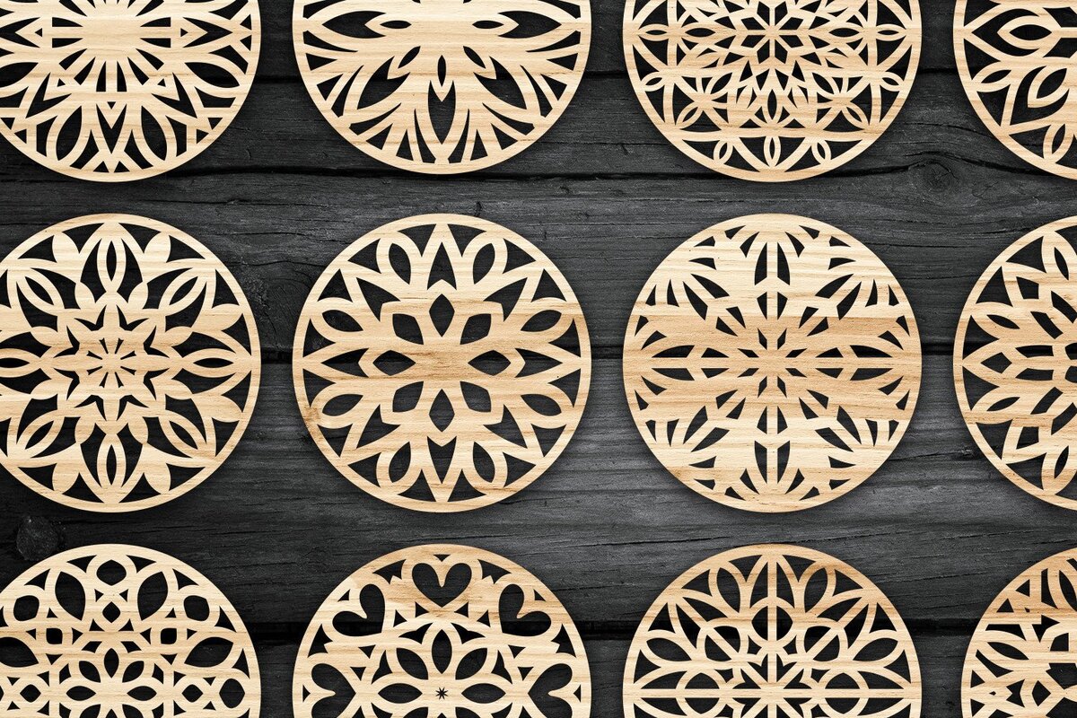 Intra απο ξύλο plywood 3mm-4mm πάχος - Σουβέρ ψησταριά Laser Cut  Bundle V06 Δίασταση 30x30 cm INTRAFABR-41149981