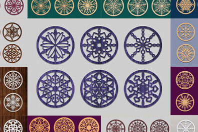 Σετ των 2 Intra απο ξύλο plywood 3mm-4mm πάχος - Σουβέρ Laser Cut  Bundle Δίασταση 30x20 cm INTRAFABR-84498053