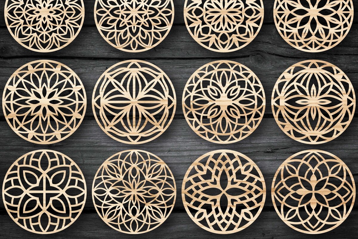 Intra απο ξύλο plywood 3mm-4mm πάχος - Πακέτο αρχείων  Cut Coasters Laser Cut V09 Δίασταση 30x20 cm INTRAFABR-39483748
