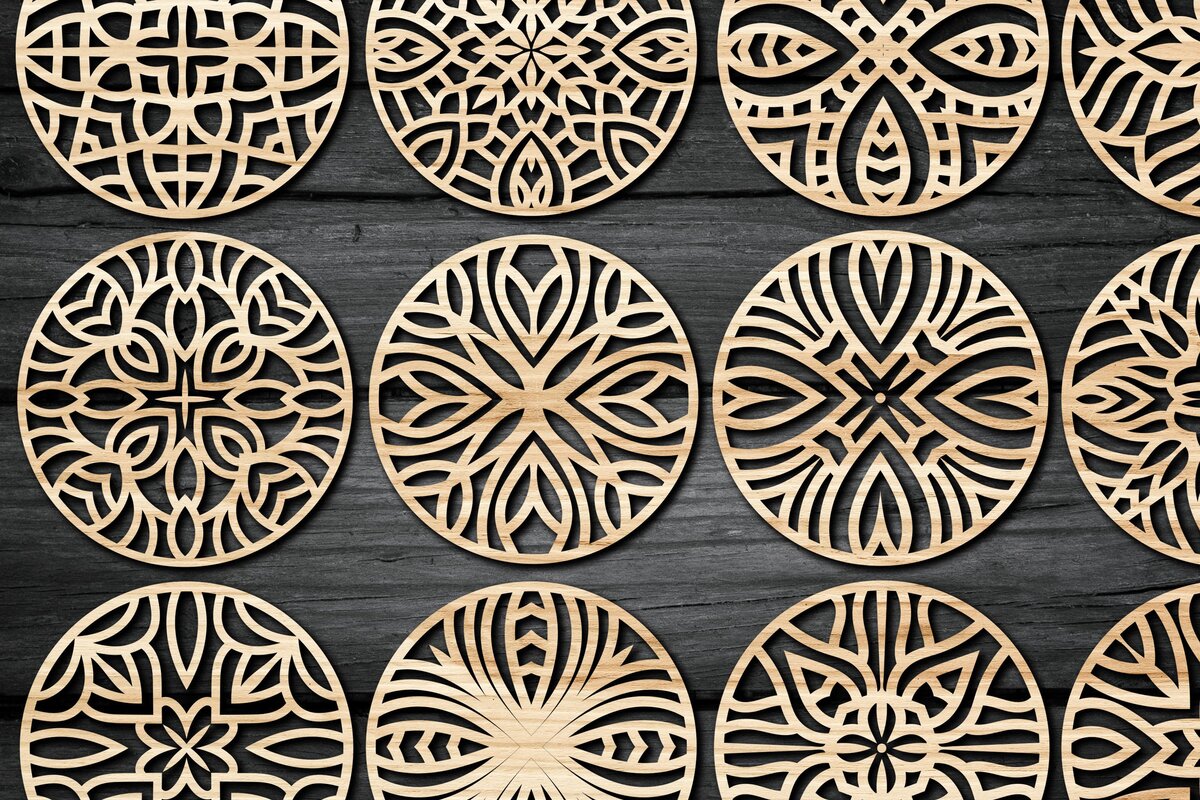 Intra απο ξύλο plywood 3mm-4mm πάχος - Πακέτο αρχείων  Cut Coasters Laser Cut V17 Δίασταση 30x20 cm INTRAFABR-43909004