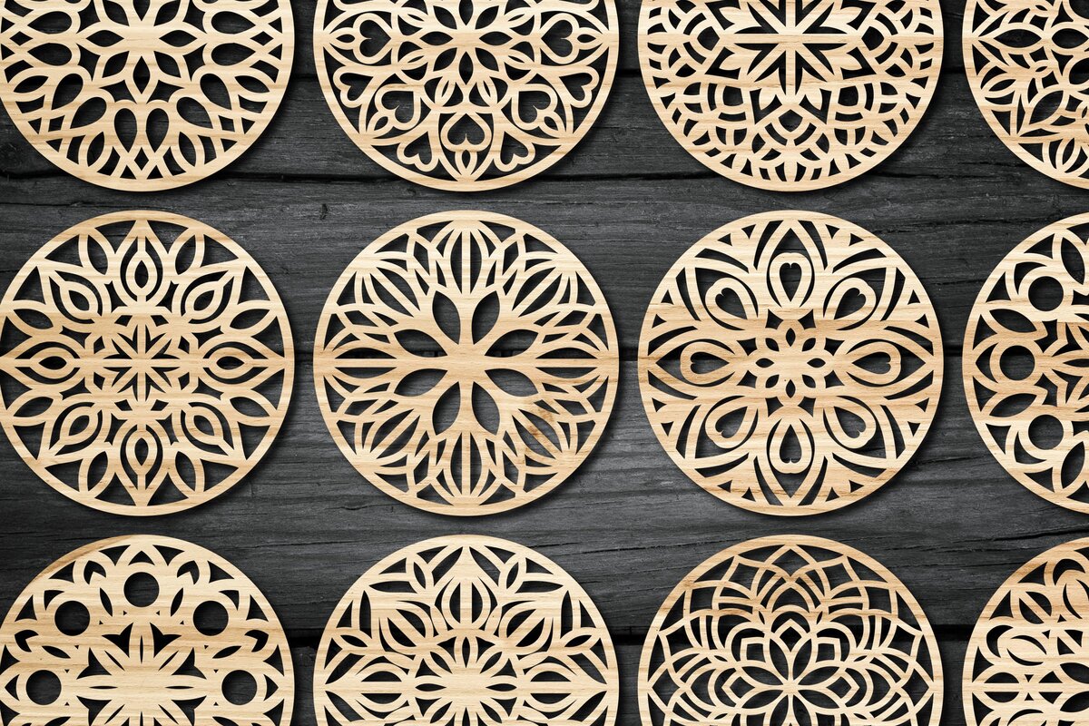 Intra απο ξύλο plywood 3mm-4mm πάχος - Πακέτο αρχείων  Cut Coasters Laser Cut V17 Δίασταση 30x20 cm INTRAFABR-42455407