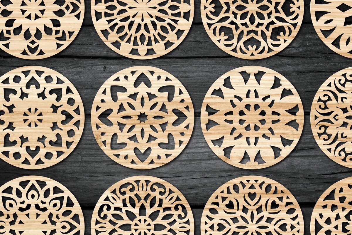 Σετ των 2 Intra απο ξύλο plywood 3mm-4mm πάχος - Πακέτο αρχείων  Cut Coasters Laser Cut V21 Δίασταση 30x20 cm INTRAFABR-44817099