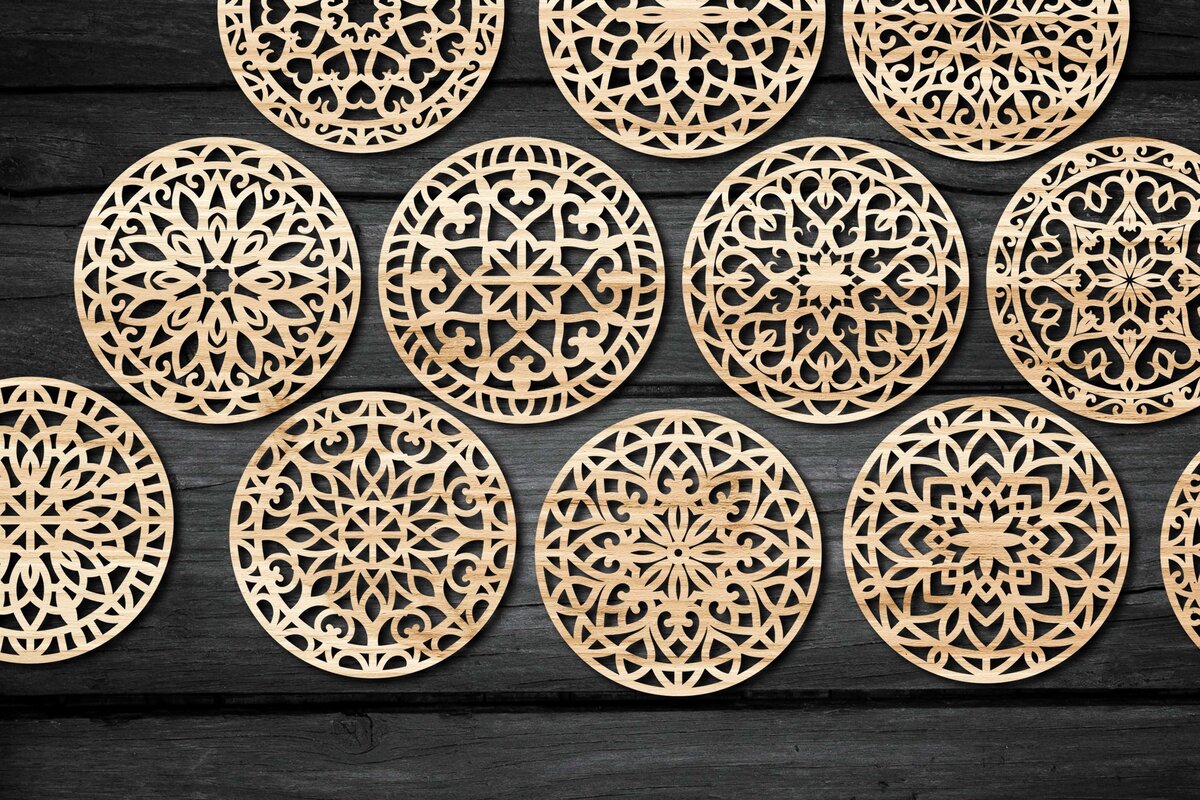 Intra απο ξύλο plywood 3mm-4mm πάχος - Πακέτο αρχείων  Cut Coasters Laser Cut V27 Δίασταση 30x20 cm INTRAFABR-46937791