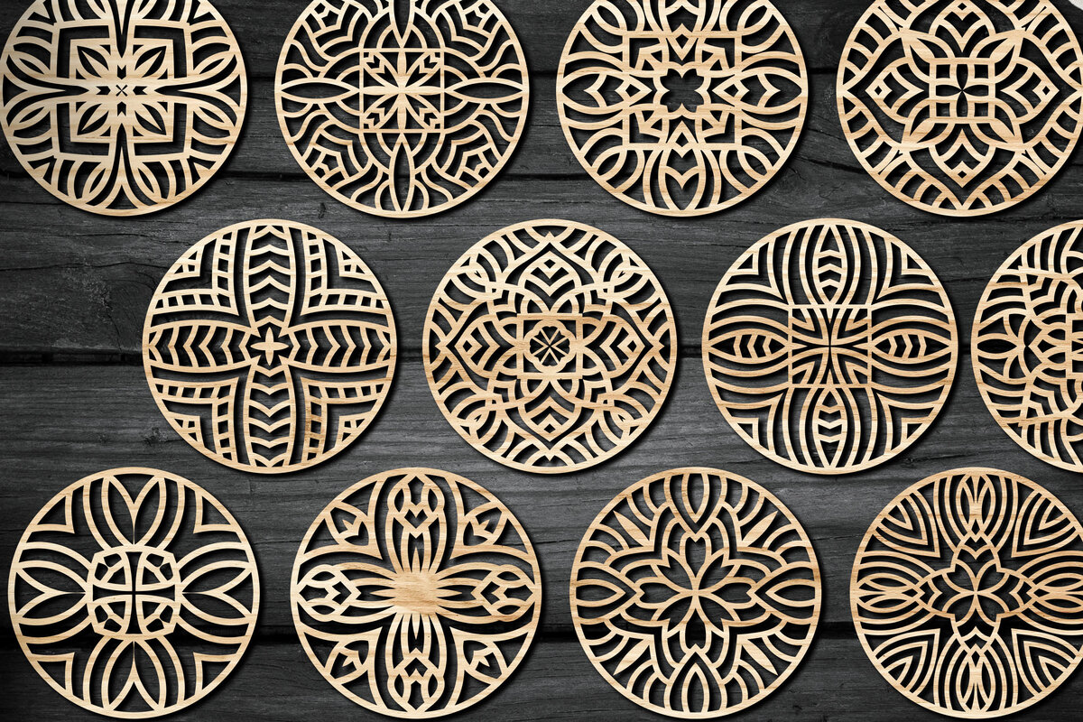 Intra απο ξύλο plywood 3mm-4mm πάχος - Πακέτο αρχείων  Cut Coasters Laser Cut V63 Δίασταση 30x20 cm INTRAFABR-60161659