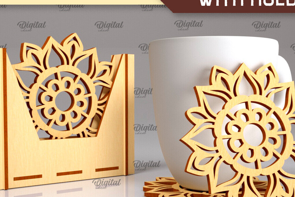 Intra απο ξύλο plywood 3mm-4mm πάχος - Σουβέρ με θήκη Laser Cut Design Δίασταση 30x20 cm INTRAFABR-102845721