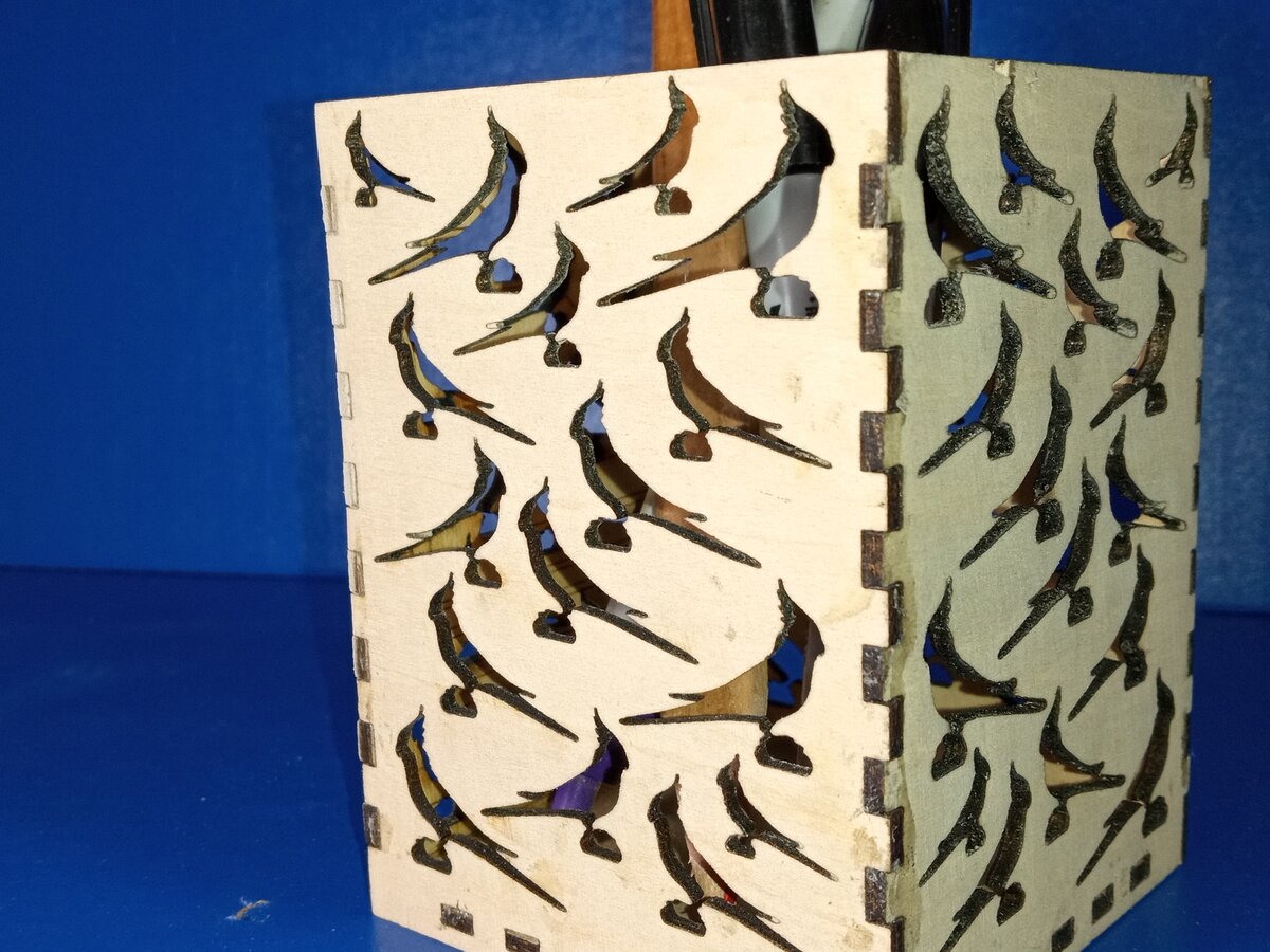 Σετ των 3 Intra απο ξύλο plywood 3mm-4mm πάχος - Στυλοθήκη Cockatiel, Σταθερή. Δίασταση 3x4 cm INTRAFABR-56706944