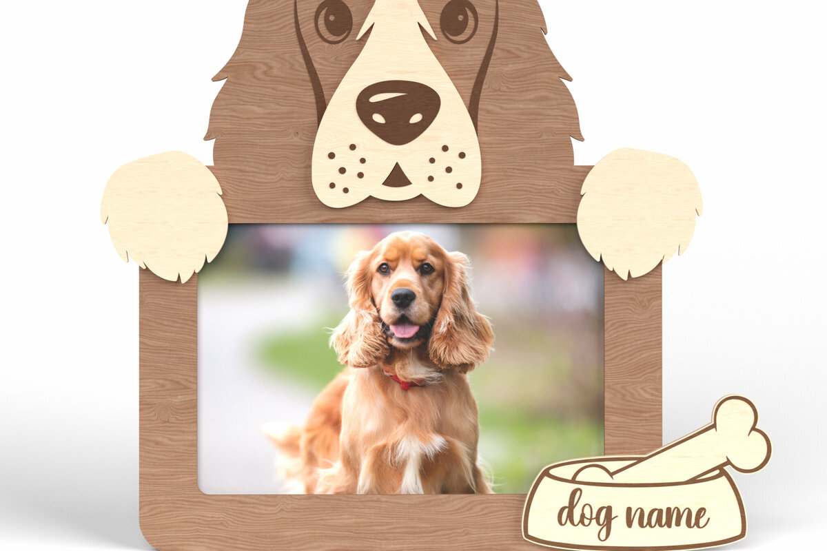 Σετ των 2 Intra απο ξύλο plywood 3mm-4mm πάχος - Κορνίζα Cocker Spaniel Dog Δίασταση 20x25 cm INTRAFABR-117566421