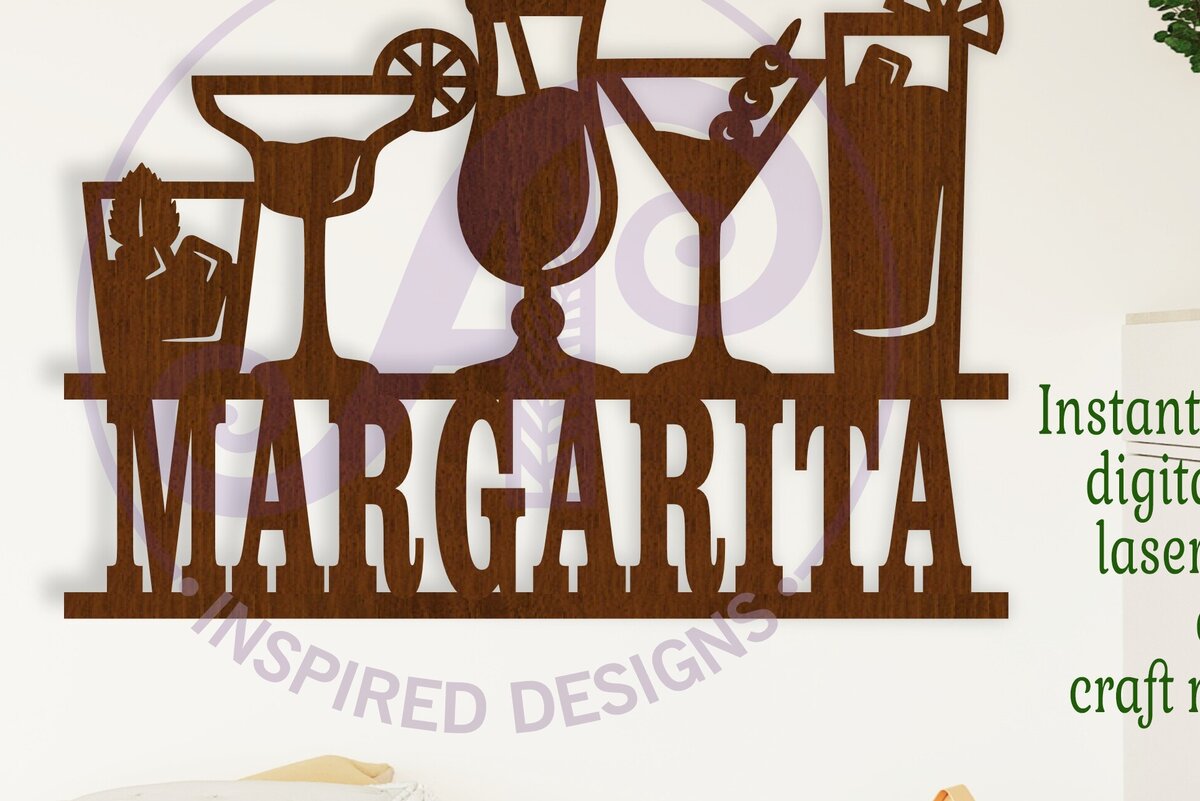 Intra απο ξύλο plywood 3mm-4mm πάχος - Κοκτέιλ Σήμα ονόματος  Laser Cut File Δίασταση 30x20 cm INTRAFABR-114359083