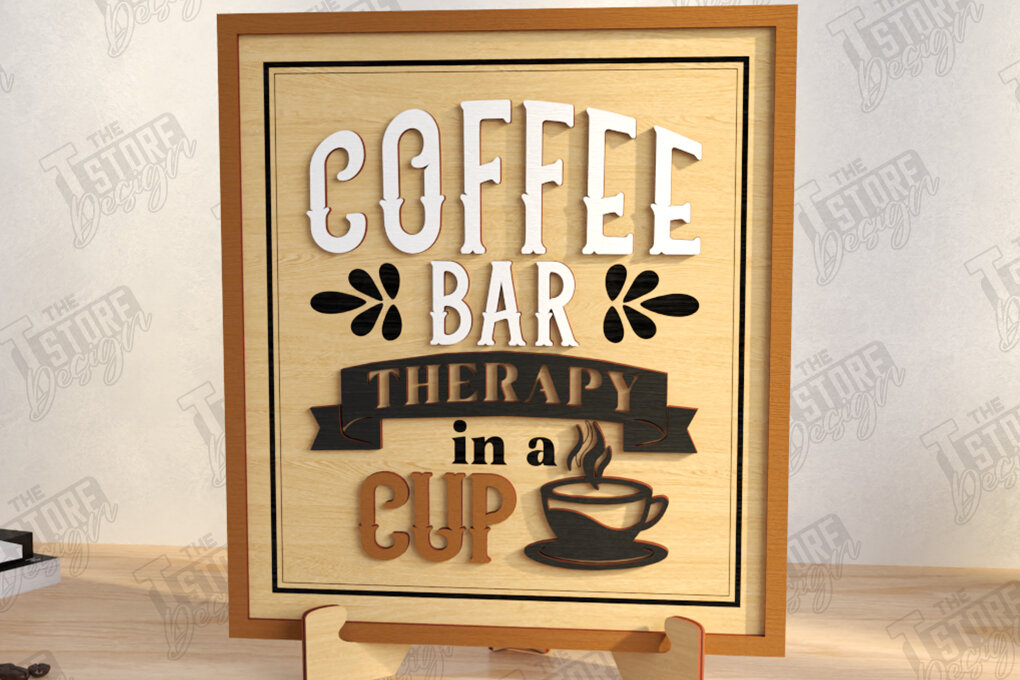 Intra απο ξύλο plywood 3mm-4mm πάχος - Coffee Bar Sign Laser Cut | Καφενείο Δίασταση 30x20 cm INTRAFABR-123563841
