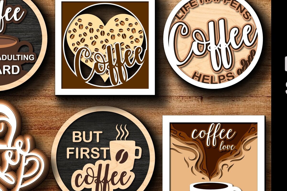 Intra απο ξύλο plywood 3mm-4mm πάχος - Coffee Bar Welcome Decor Bundle  Δίασταση 20x20 cm INTRAFABR-31324938