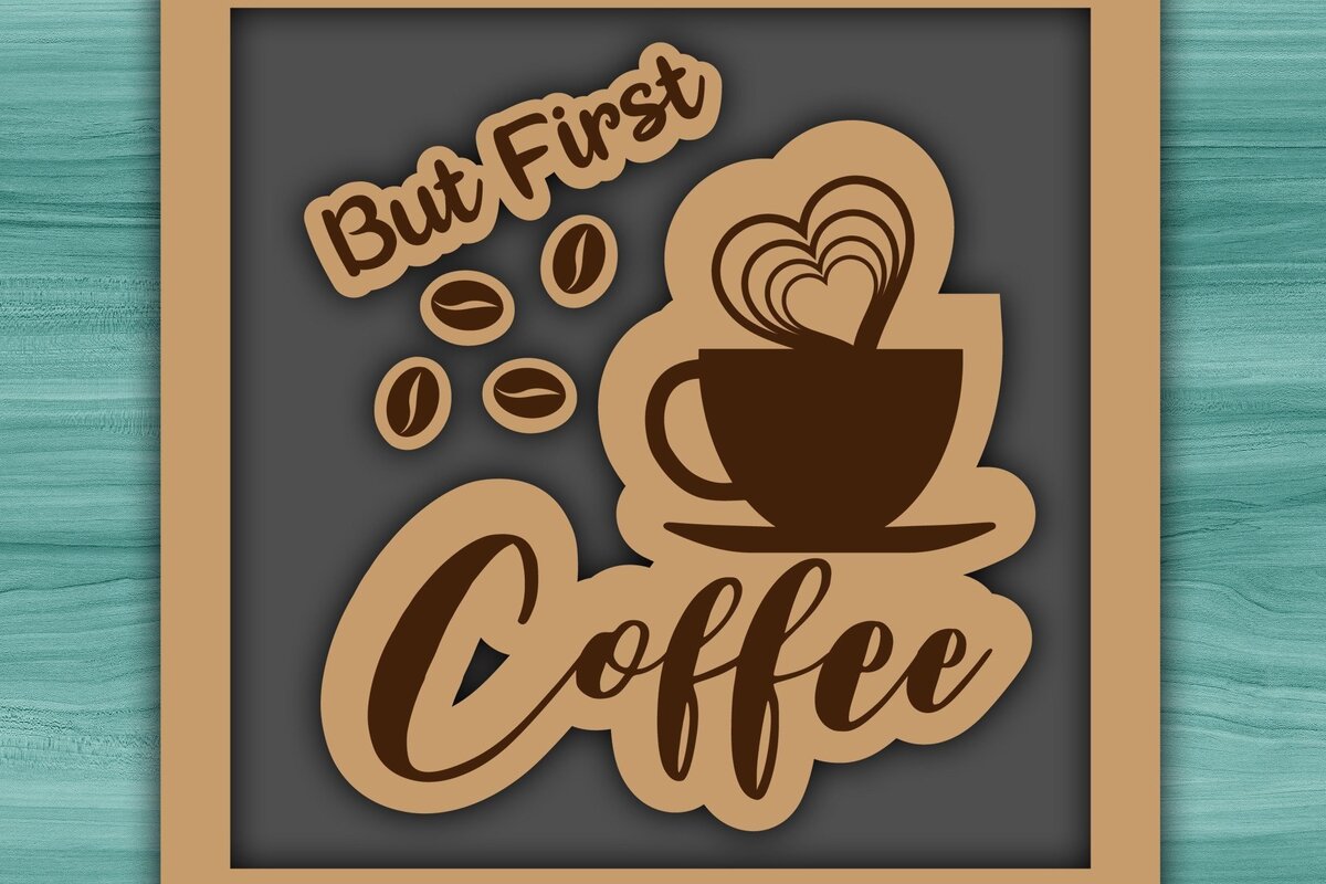 Σετ των 2 Intra απο ξύλο plywood 3mm-4mm πάχος - Coffee Bar Welcome Decor  Δίασταση 20x20 cm INTRAFABR-31675318