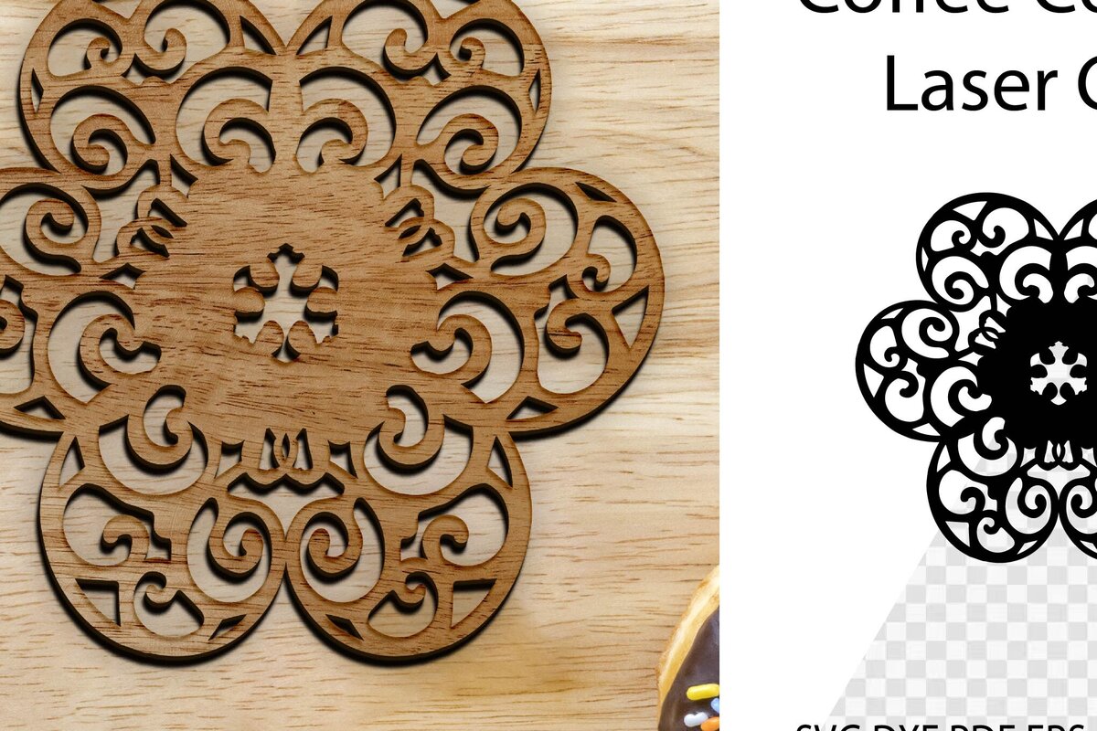 Σετ των 2 Intra απο ξύλο plywood 3mm-4mm πάχος - Coaster Coaster Cut Laser. Στρογγυλό σουβέρ Δίασταση 15x15 cm INTRAFABR-115035026
