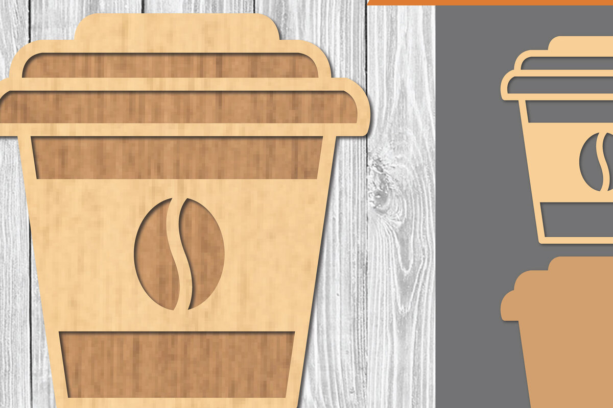 Σετ των 3 Intra απο ξύλο plywood 3mm-4mm πάχος - Διακόσμηση κοπής με λέιζερ φλιτζάνι καφέ  Δίασταση 20x20 cm INTRAFABR-109510727