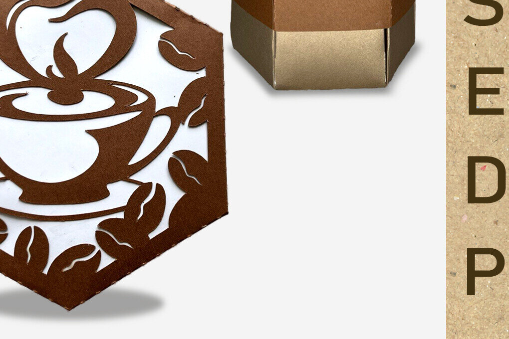 Intra απο ξύλο plywood 3mm-4mm πάχος - Χαρτί διακοσμητικό κουτί δώρου Coffee Hexagon Δίασταση 30x20 cm INTRAFABR-102205575